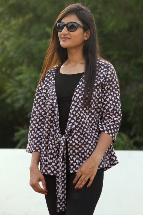 MIDNIGHT BLOOM TIE UP JACKET