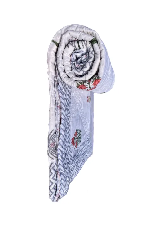 JAIPURI PERCALE HAND BLOCK PRINTED REVERSIBLE QUILT
