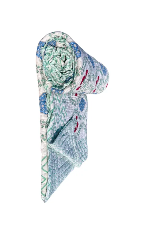 JAIPURI PERCALE HAND BLOCK PRINTED REVERSIBLE QUILT
