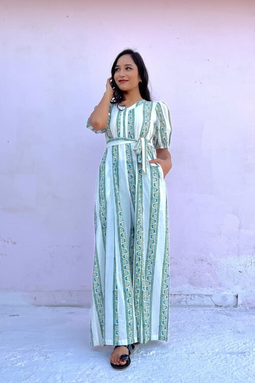 MUGHAL BLOOM STRIPES JUMPSUIT
